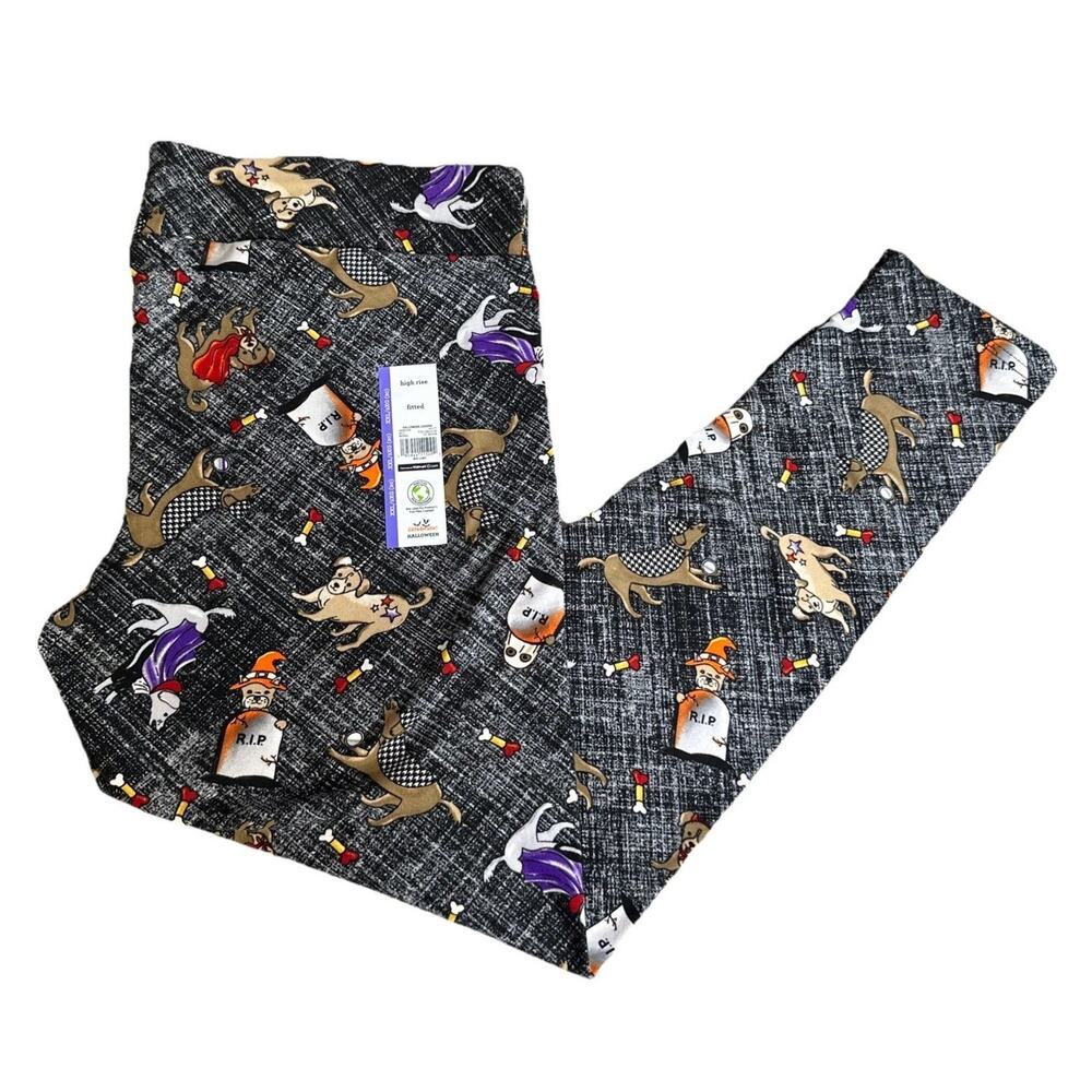 Halloween Womens High Rise Fitted Dogs In Costumes Leggings XXL 20 New
